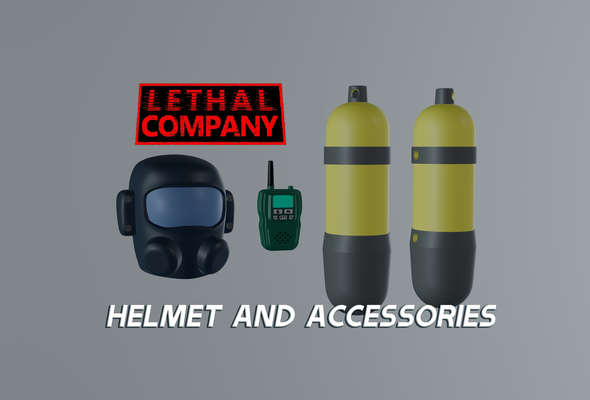 lethal company player helmet accessories gaming games haz mat oxygen tank walkie talkie cosplay prop employee 3d print model - Mito3D