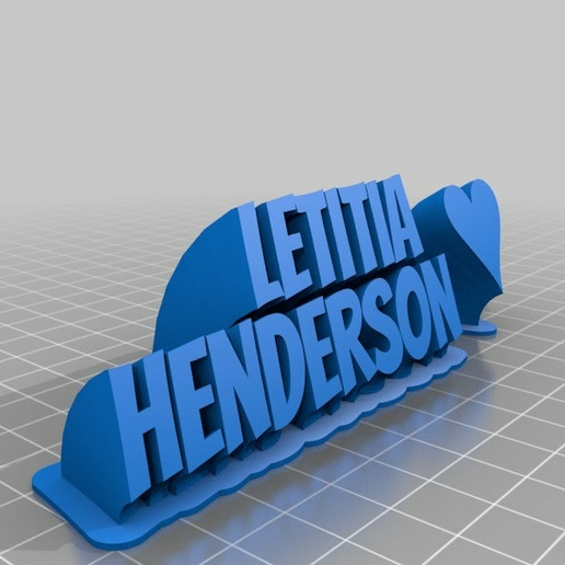 letitia heart customized office 3D print model - Mito3D