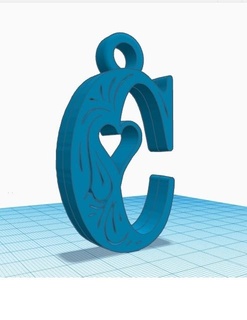 letter c key ring letters keychain 3d print model - Mito3D