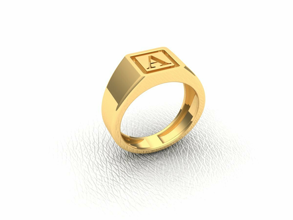 lettera oro Uomini sigillo squillare personalizzato monogramma inciso dichiarazione anelli nozze gruppo musicale Fidanzamento 3D print model - Mito3D