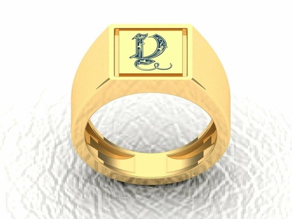 lettera iniziale reale monogramma inciso oro Uomini sigillo squillare gioielleria anelli nozze gruppo musicale Fidanzamento 3d print model - Mito3D