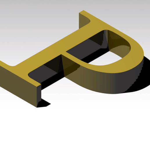 la letra p alfabeto, sin apoyo varios el alfabeto de carta no compatible 3D print model - Mito3D
