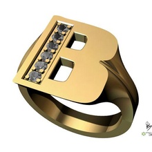 carta foca joalheria joias homens anel gravação b masculino ouro carimbo prata imprimível 3d print model - Mito3D