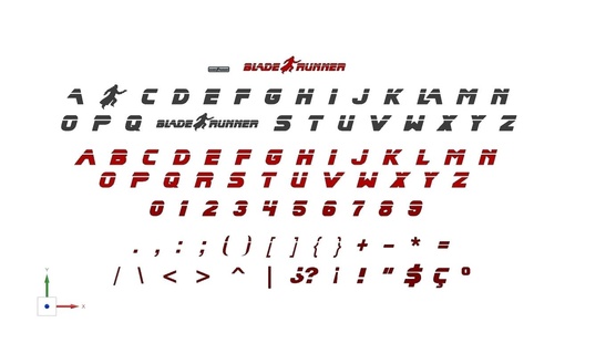 letters numbers blade runner logo 2049 harrison ford text alphabet sources movie font vocabulary 3dletters typography figures 3d print model - Mito3D