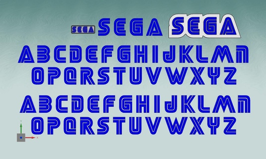 letters numbers sega logo megadrive sonic dreamcast videogame video game retro nes text sources characters font alphabet vocabulary 3dletters typography 3d print model - Mito3D