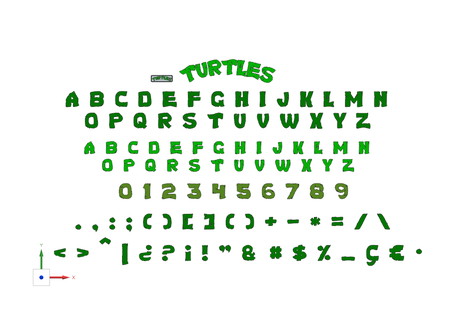 letters numbers teenage mutant ninja turtles tnmt logo text alphabet sources characters font vocabulary 3dletters typography 3d print model - Mito3D