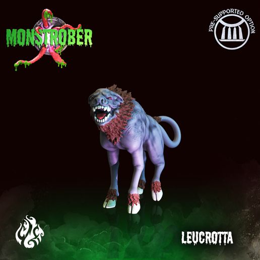leucrotta animal fantasy god monster rpg wargames dnd pathfinder tabletopgames foundry crippled cgf monstrober octoberchallenge 3D print model - Mito3D