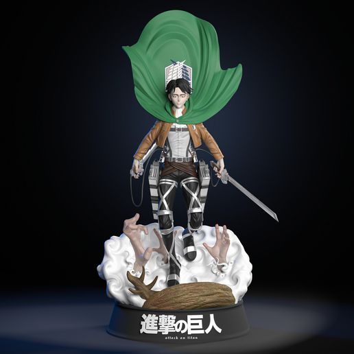 Levi ackerman Attacke Titan Kunst Anime Zahl Diorama Harz sla flexi Statue drucken Modell eren Skulptur aot 3D print model - Mito3D