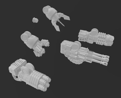 leviathan weapons pack tabletop games toys miniatures toysgames game board space marines dreadnought siege claw drill flux bombard melta lance quad cannon 3d print model - Mito3D