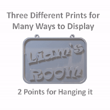 Liam 39 Zimmer Zeichen beinhaltet Schreibtisch Stand Mauer hängend Punkte Tür Montage gefüllt basteln Harz Plakette 3d print model - Mito3D