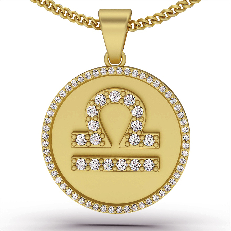 libra balance zodiac pendant silver gold jewelry printable 3d model trend fashion design zbrush tiger 3D print model - Mito3D