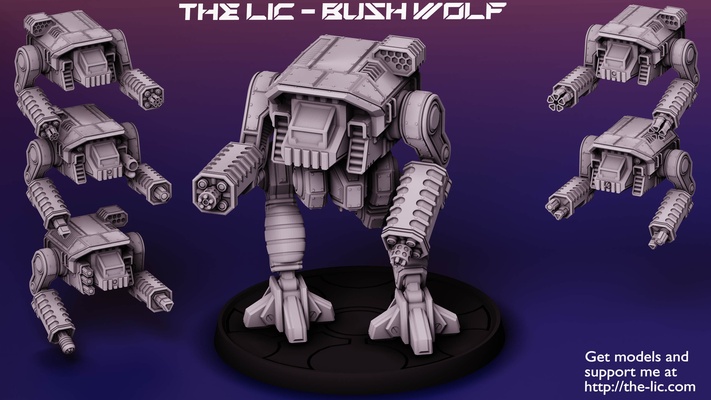 lic arbusto lobo 100t assalto mech jogos jogo guerra tampo mesa tabela tabuleiro 6mm mechs americano mecha tanque tanques battlemech batalha battletechnology tecnologia diga 3d print model - Mito3D