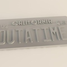 plaque d'immatriculation machine arrière avenir gadget deloran marty doc out temps la californie 3d print model - Mito3D