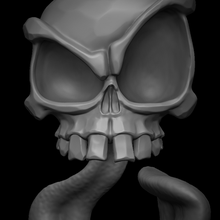 léchant crâne art Halloween horreur effrayant langue 3d print model - Mito3D