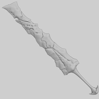 yalanlar kristal kılıç Kostüm oyunu Sanat Lees karkas raxasia kırık Şimşek alev harika saat stl yüksek poli asit yalan off destek 3d print model - Mito3D