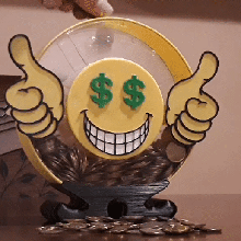 vida carrete filamento caja dinero banco cerdito dolar bitcoin euro centavo emoji 3d print model - Mito3D