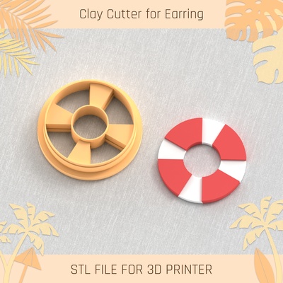 lifebuoy summer clay cutter tools earring turtle beach shell 3d print model - Mito3D