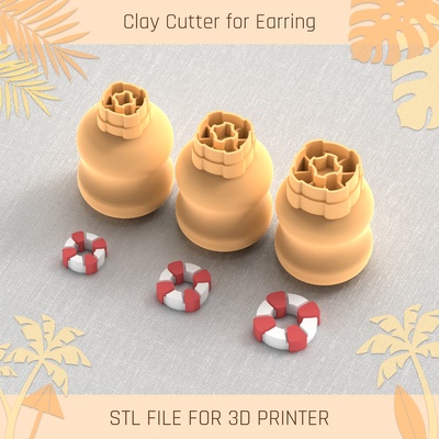 lifebuoy summer mini clay cutter tools earring 3d print model - Mito3D