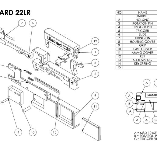 carte sauvetage 22 lr sldprt dossiers 3D print model - Mito3D