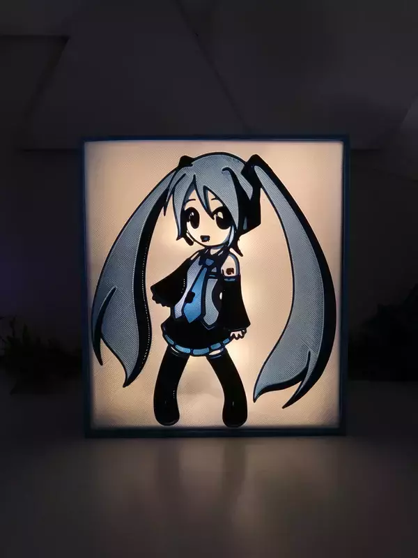 ışık kutusu miku Hatsune Lamba gece lambası hafif kutu fanart 3D print model - Mito3D