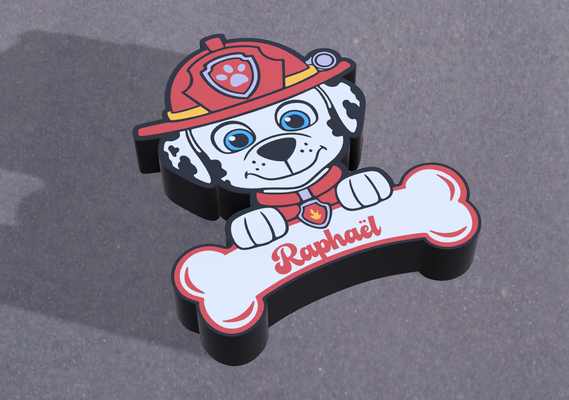 ligero caja marco palmadita patrulla raphael hogar casa lámpara marshall anime dibujo animales perro gato bombero policía oficial regalo l cumpleaños personalizado multicolor 3d print model - Mito3D