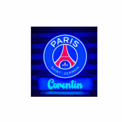 luce scatola psg prendere corentin casa parigi sport ballon cadeau anniversaire noel deco mur chambre club personalizzare squadra ligue 1 des campioni lightbox lampe 3d print model - Mito3D