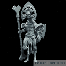 light flayed god tzeentch tzaangor chaos meat muscle skull wings headdress undead skeleton demon daemon 3d print model - Mito3D