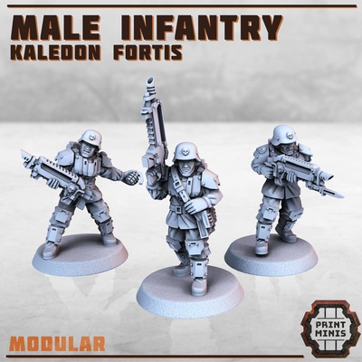 licht infanterie truppen x3 kaledonisch fortis militär armee kader sci fi grimdark 3d print model - Mito3D