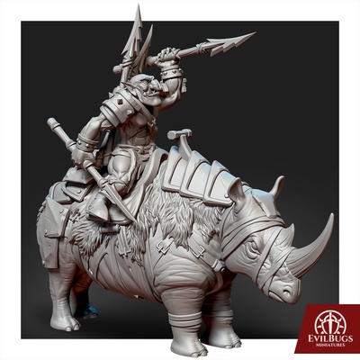 light rhino assault game armor orc orcs dark fantasy warrior mace axe sword miniature adventure minis d&d dnd ttrpg wargaming 32mm 5e evilbugs 3d print model - Mito3D