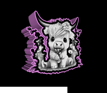 lightbox highlandcow 2 lithophane Home cute highland cow baby gift litho 3d animal 3d print model - Mito3D