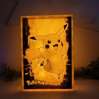 caixa luz Pikachu pok seg Pokémon luminária noturna Admirador arte 3d print model - Mito3D