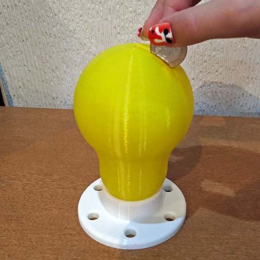 Glühbirne-sparschwein home cash Kind container Finanzen financement Haushalt Glühbirne Geld moneybox piggy bank speichern sparen Sie - Organisation 3D print model - Mito3D