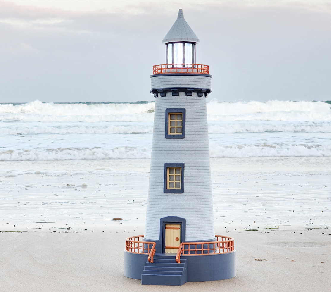 lighthouse light lamp building art beach beachy ocean sea beacon lantern 3D print model - Mito3D