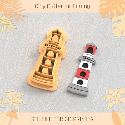 lighthouse summer clay cutter tools earring turtle beach shell 3d print model - Mito3D