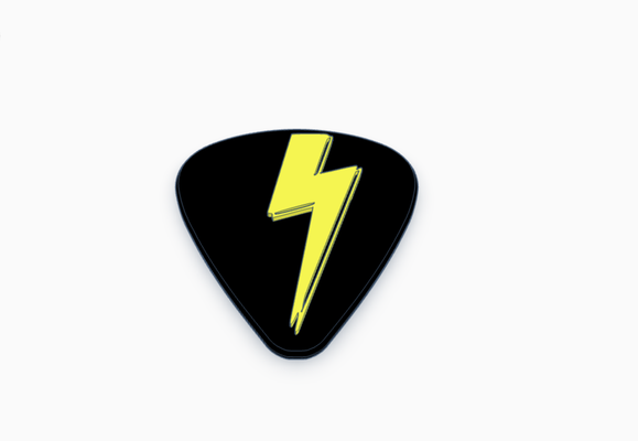 lightning bolt guitar pick bass electric acoustic flash instrument music rock classical pickcard band group collection card 3d print model - Mito3D