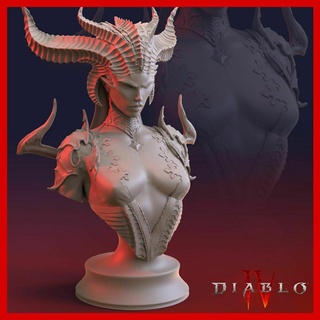 Lilith Şeytan iv büst diablo4 fanart succubus Kadın rpg iblis fantezi boynuz kötü 3dprint diabloiv 4 kar fırtınası kil heykeli 3d print model - Mito3D