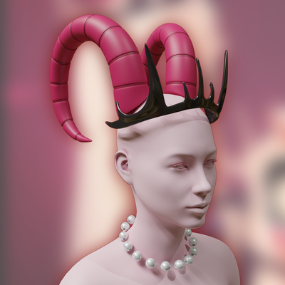 lilith diadem crown tieara + horn hazbin hotel queen of hell 3d print model - Mito3D