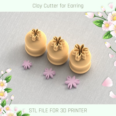 lilium flower mini cutter micro clay 3 sizes polymer tool jewellry stl cutters mirco 3d print model - Mito3D