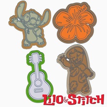 lilo & stitch cookie cutters set 4 characters ukelele hawaiian disney cutter galleta galletita cortador cortante 3d print model - Mito3D