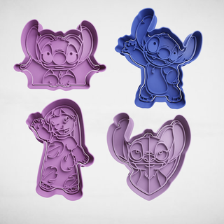 lilo stitch set angel x4 cookie cutter cutters stl molds 3d print model - Mito3D