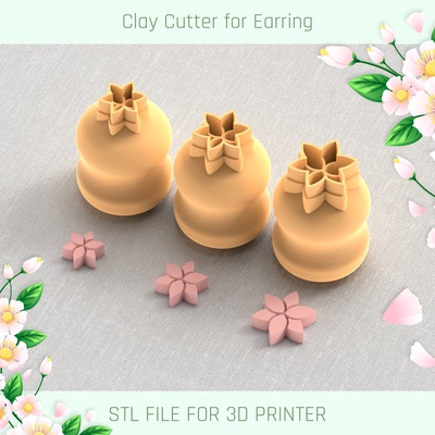 lily spring mini clay cutter tools earring 3d print model - Mito3D