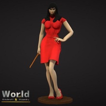 lin bo - witchcraft & wizardry female girl human roleplay rpg sexy wizard women miniature wand witch roleplaying tabletop dnd teen role-playing pathfinder busty boobs 75mm 3d print model - Mito3D