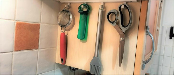 linha 4 ganchos utensílios cozinha banheiro gancho 3d print model - Mito3D