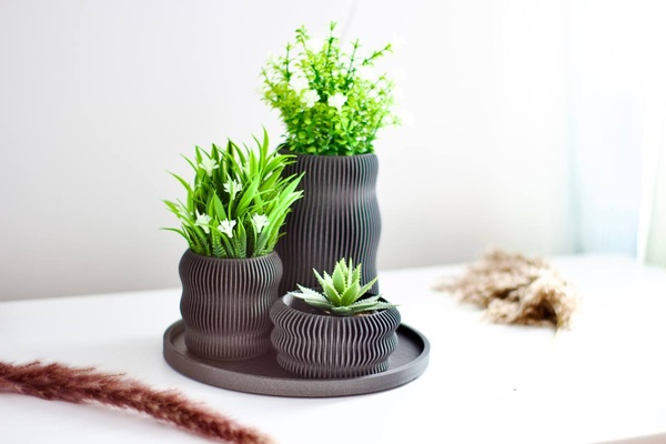 linhas vasos casa vaso moderno elegante plantador mínimo 3d print model - Mito3D