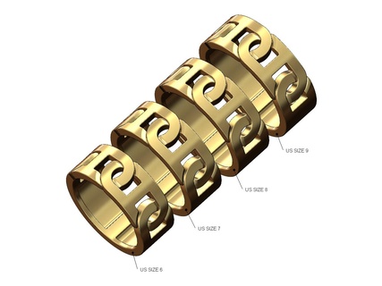 enlace cadena 8mm banda us tamaños 6to9 3d impresión modelo anillo Moda joyería joya imprimible oro plata lujo apilador apilable amplio superposición costoso 3d print model - Mito3D