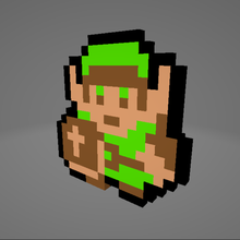 1 link zelda - yeşil tunik piksel sanat oyun 3d print model - Mito3D