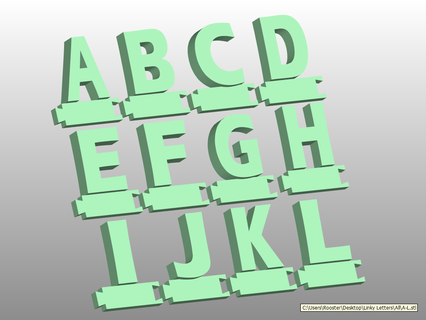 lignes lettres alphabet connectable Police caractère reliable alphabétique jouet gamins apprentissage apprendre 3d print model - Mito3D