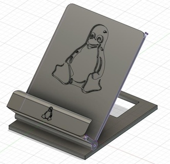 linux tux mobile support dock smartphone phone 3d print model - Mito3D