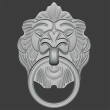 lion's head doorknob architecture house art hardware knob door 3d print model - Mito3D