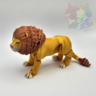 lion - flexi articulated animal print place supports flexible moving jointed posable cat panther furry cute cool creature toy 3d print model - Mito3D